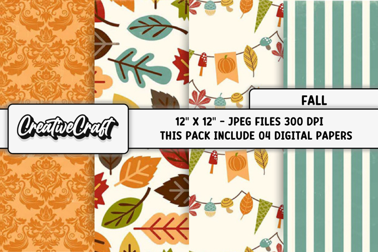 Autumn Fall Digital Paper, thanksgiving digital scrapbook example image 1