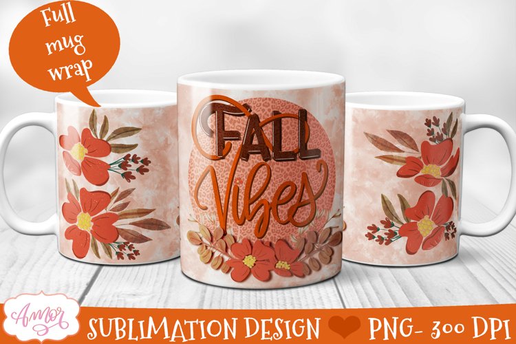 Fall mug sublimation template for 11oz size