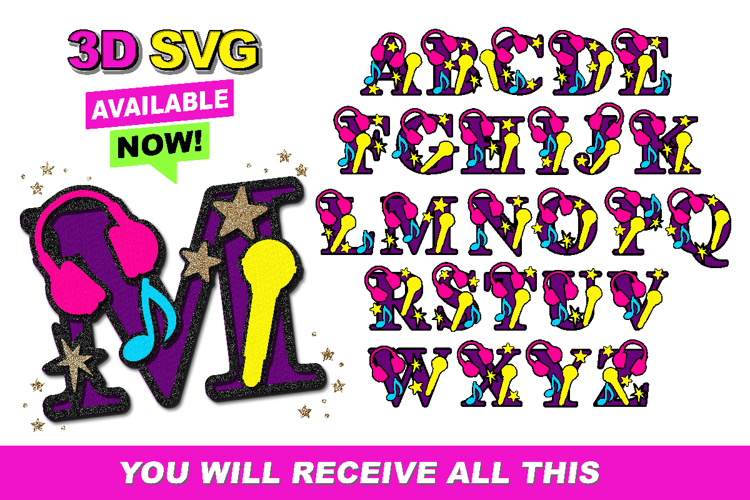 Alphabet 3D SVG Musical