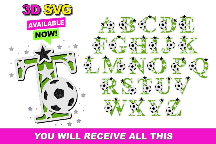 Alphabet 3D SVG Soccer