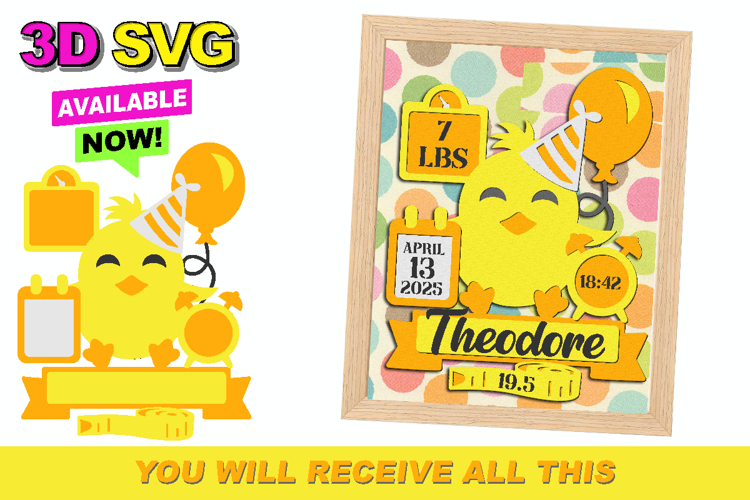 Birth Stats announcement signs 3D SVG