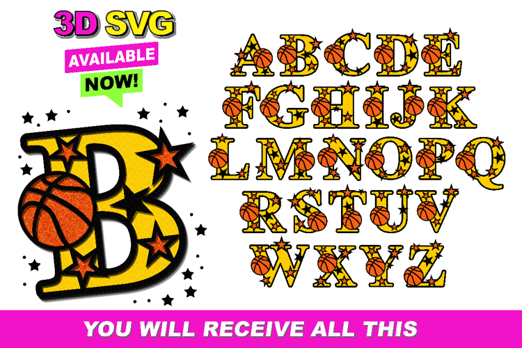 Alphabet 3D SVG basketball