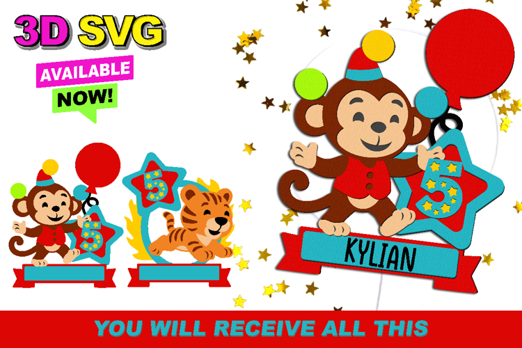 Circus Cake Topper 3D SVG