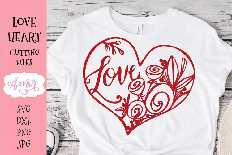 Floral heart SVG for Cricut, Valentine love SVG design