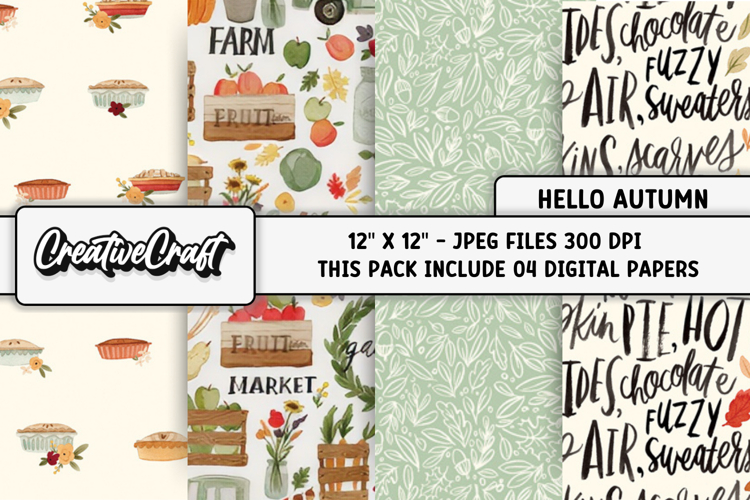 Autumn Fall Digital Paper, thanksgiving digital scrapbook example image 1
