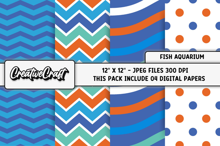 Fish Aquarium Digital Papers, scrapbooking papers designs