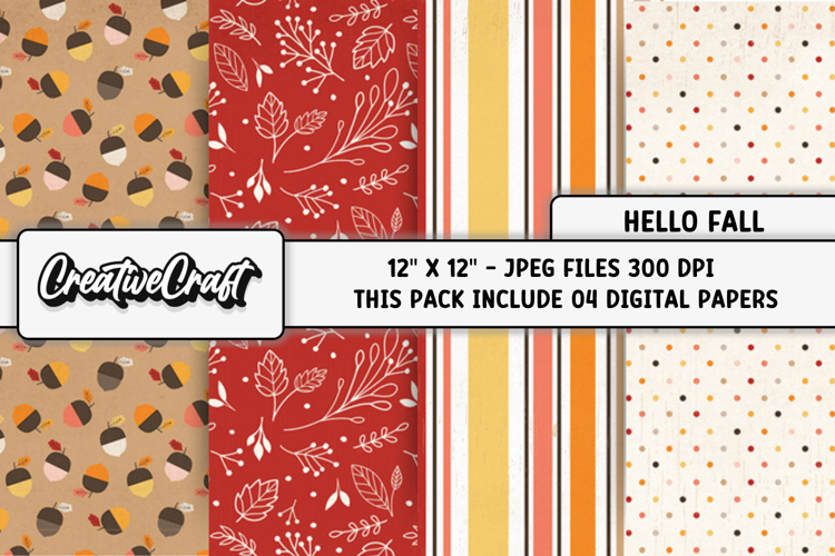 Autumn Fall Digital Paper, thanksgiving digital scrapbook example image 1
