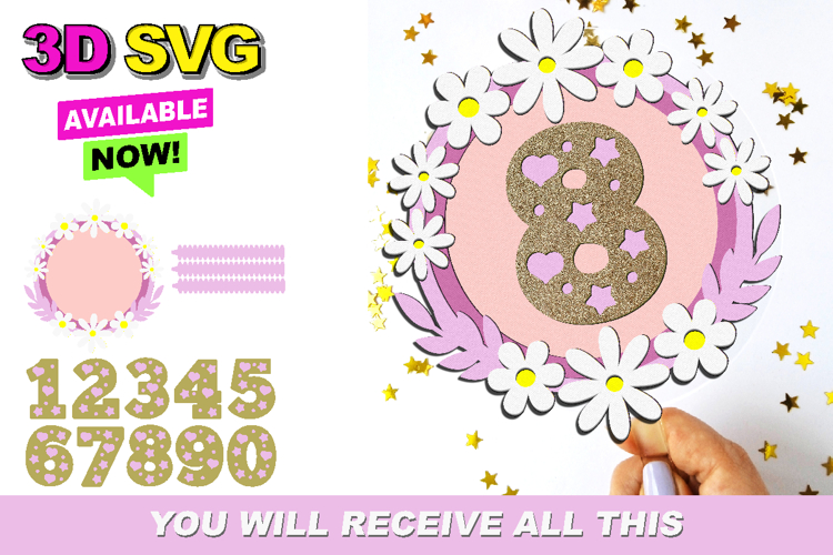 Daisies cake topper 3D SVG