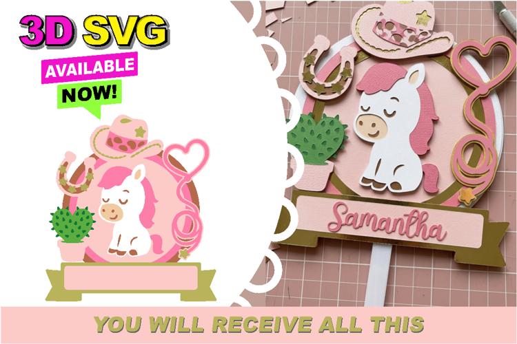 Cowgirl topper 3D SVG example image 1