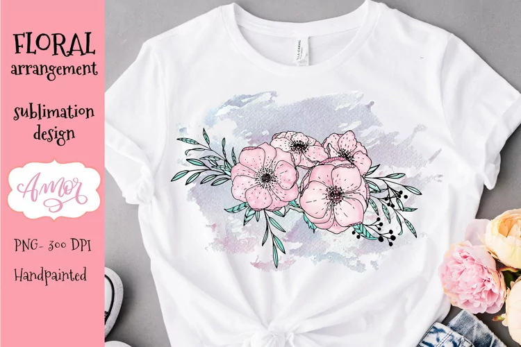 Floral bouquet sublimation design for T-shirts