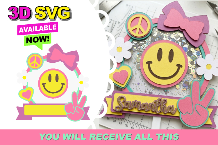 Cute Happy Face Cake Topper 3D SVG