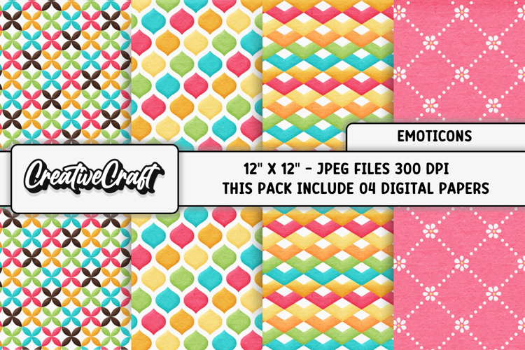 Emoticons Digital Papers, scrapbooking backgrounds designs