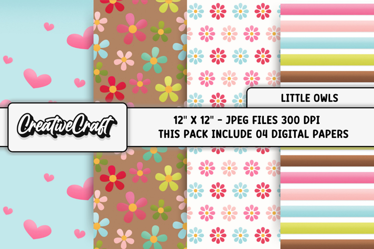 Little Owls Digital Papers, scrapbooking backgrounds designs