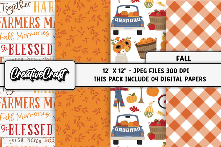 Autumn Fall Digital Paper, thanksgiving digital scrapbook example image 1
