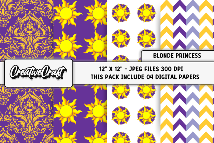 Blonde Princess Digital Papers, scrapbook background designs