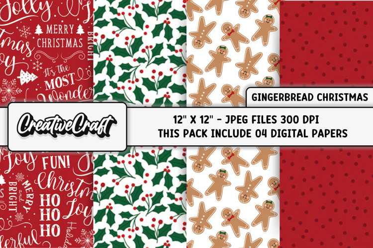 Christmas Digital Paper, gingerbread christmas digital paper