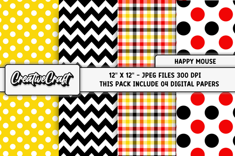 Happy Mouse Digital Papers, scrapbooking backgrounds designs