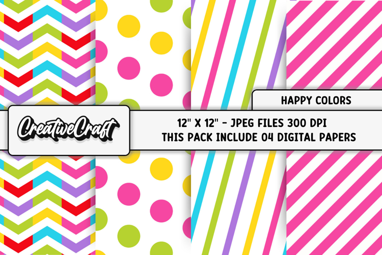Happy Colors Digital Papers, scrapbook backgrounds designs