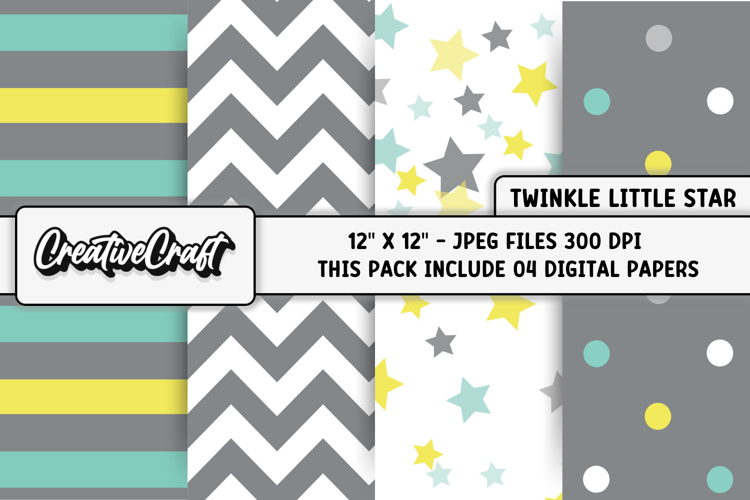 Twinkle Little Star Digital Paper, night illustration design
