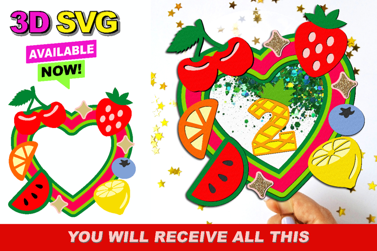 Tutti Fruitti Cake Topper 3D SVG