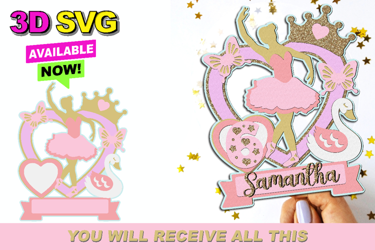 Ballerina Cake Topper 3D SVG