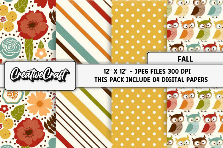 Autumn Fall Digital Paper, thanksgiving digital scrapbook example image 1