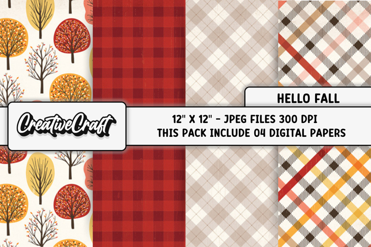 Autumn Fall Digital Paper, thanksgiving digital scrapbook example image 1