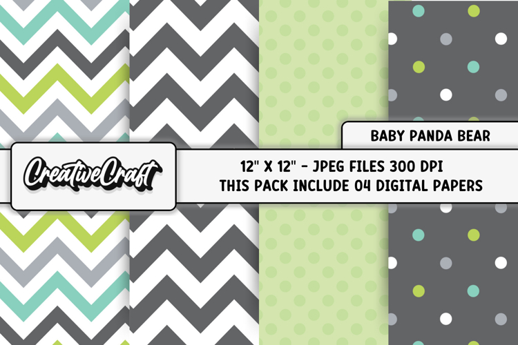 Baby Panda Bear Digital Papers, scrapbook background designs