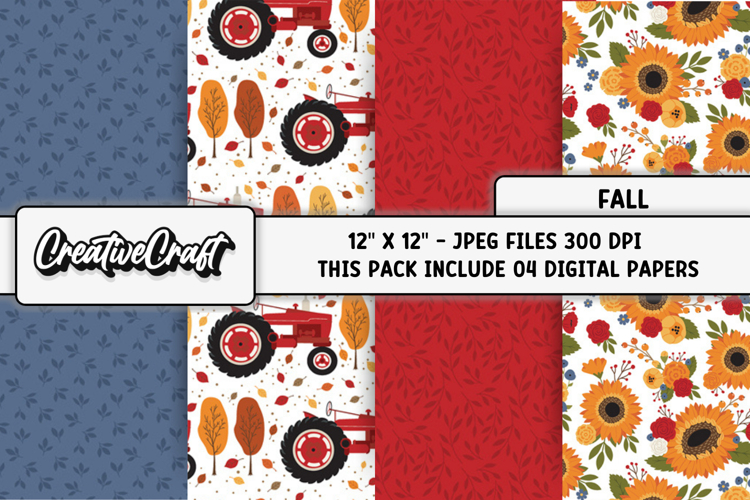 Autumn Fall Digital Paper, thanksgiving digital scrapbook example image 1
