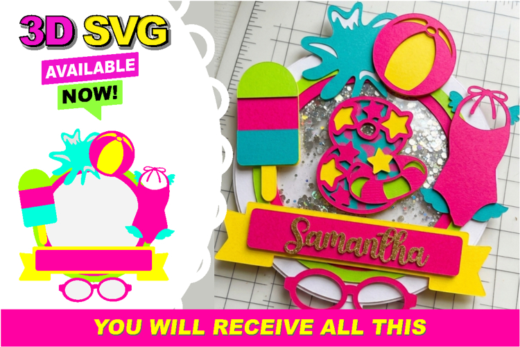 Pool Party Shaker Cake Topper 3D SVG