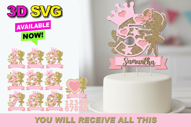 Ballerina numbers Topper 3D SVG