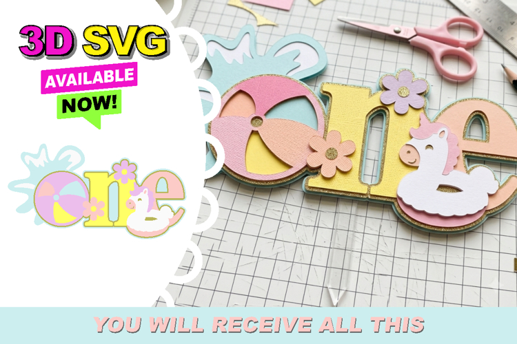 Cute Pool Party Cake topper SVG