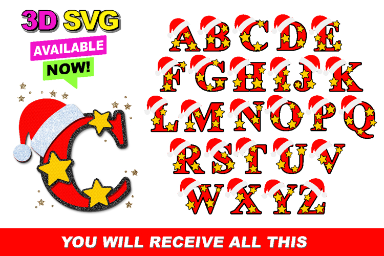 Alphabet 3D SVG Christmas example image 1