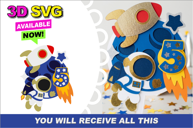 Cute Astronaut Cake Topper 3D SVG