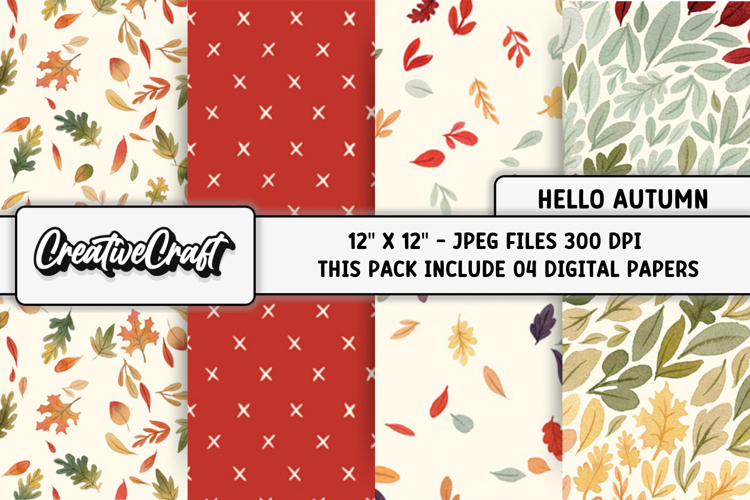 Autumn Fall Digital Paper, thanksgiving digital scrapbook example image 1