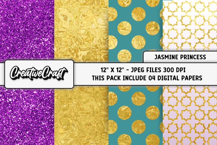 Jasmine Princess Digital Papers, scrapbooking backgrounds example image 1