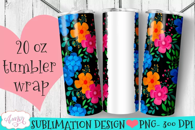Seamless floral tumbler wrap for sublimation customizable
