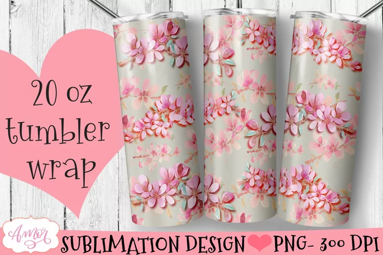 Cherry blossom tumbler wrap for sublimation