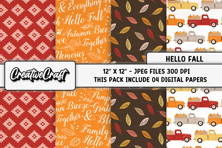 Autumn Fall Digital Paper, thanksgiving digital scrapbook example image 1