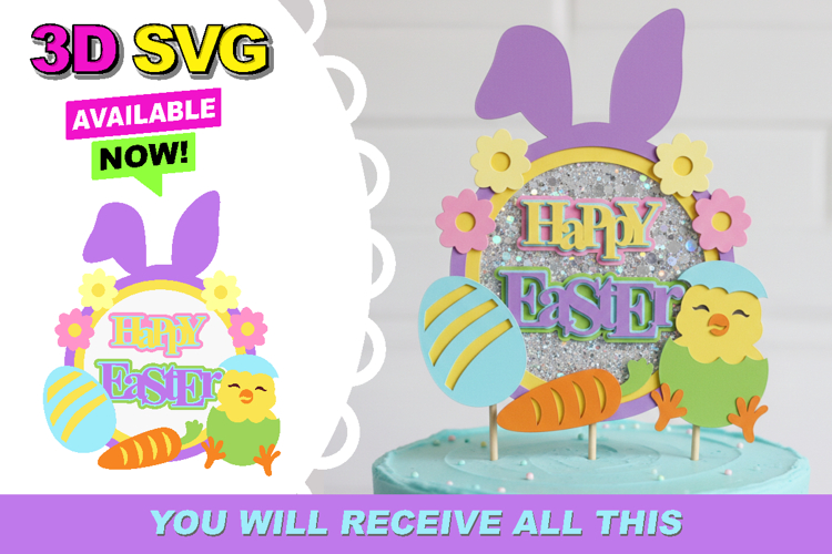 Happy Easter Shaker Cake Topper SVG