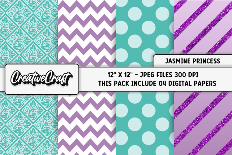 Jasmine Princess Digital Papers, scrapbooking backgrounds example image 1