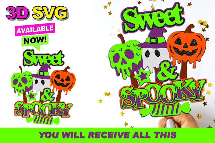 Sweet and Spooky Cake Topper 3D SVG