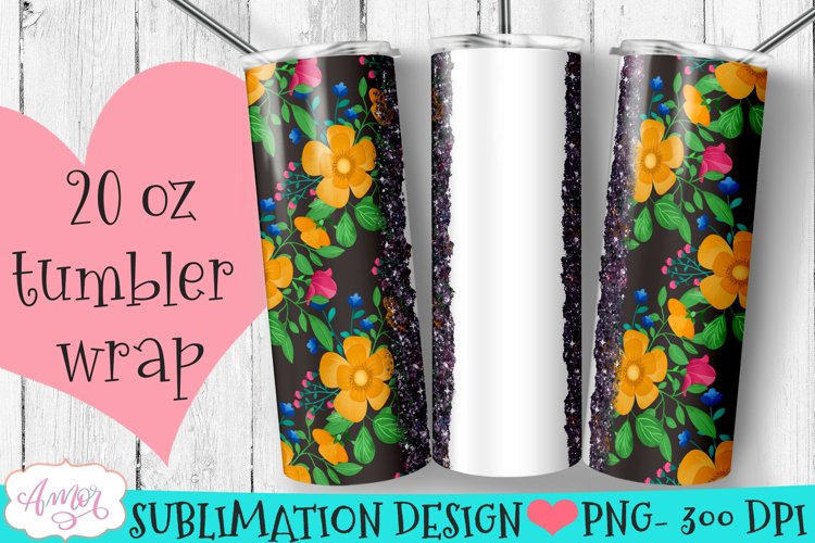 Seamless floral tumbler wrap for sublimation customizable example image 1
