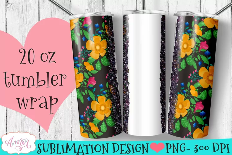 Seamless floral tumbler wrap for sublimation customizable
