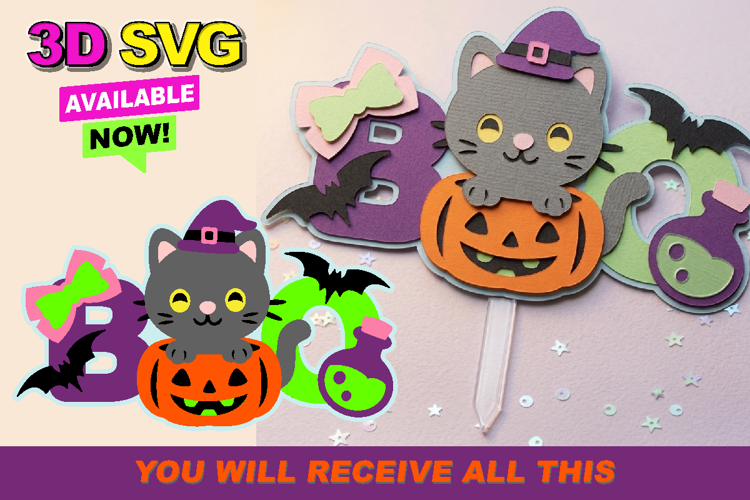 Halloween Boo Cake Topper 3D SVG