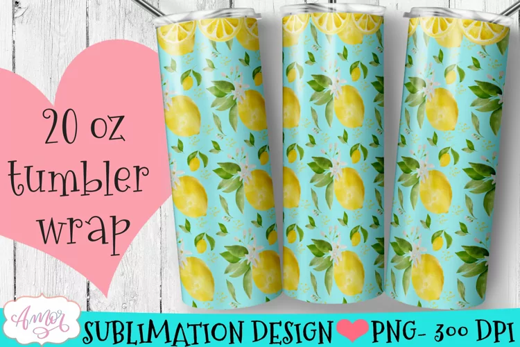 Lemon design for 20oz tumbler sublimation, lime design