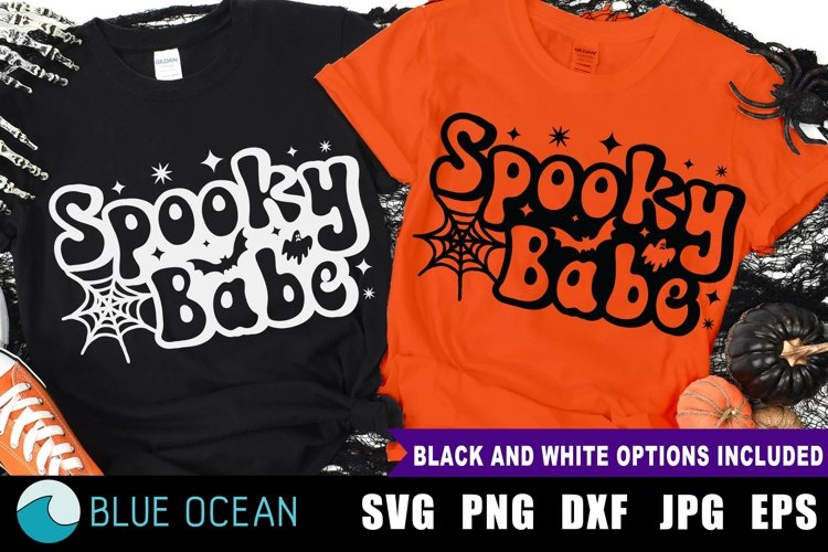 Spooky babe SVG, Retro halloween shirt for woman