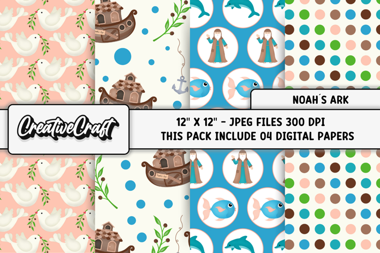 Noah Ark Digital papers, promise digital scrapbook designs