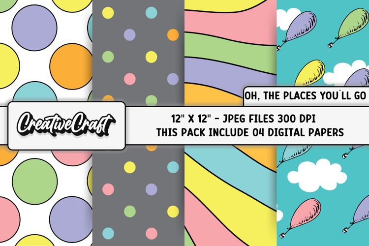 The Places You Go Digital Papers, scrapbook papers designs