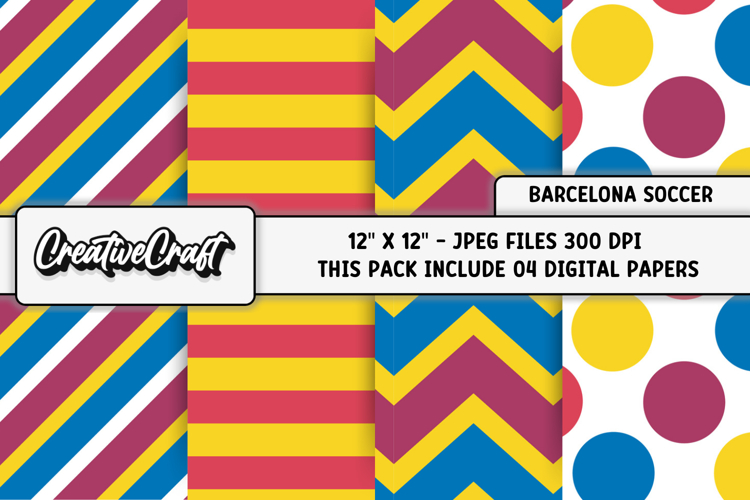 Barcelona Soccer Digital Papers, scrapbook papers designs example image 1